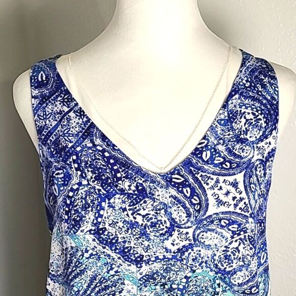 Violet & Claire Blue & White Sleeveless Layered High-Low Blouse,Size Small, NWOT - Picture 4 of 8